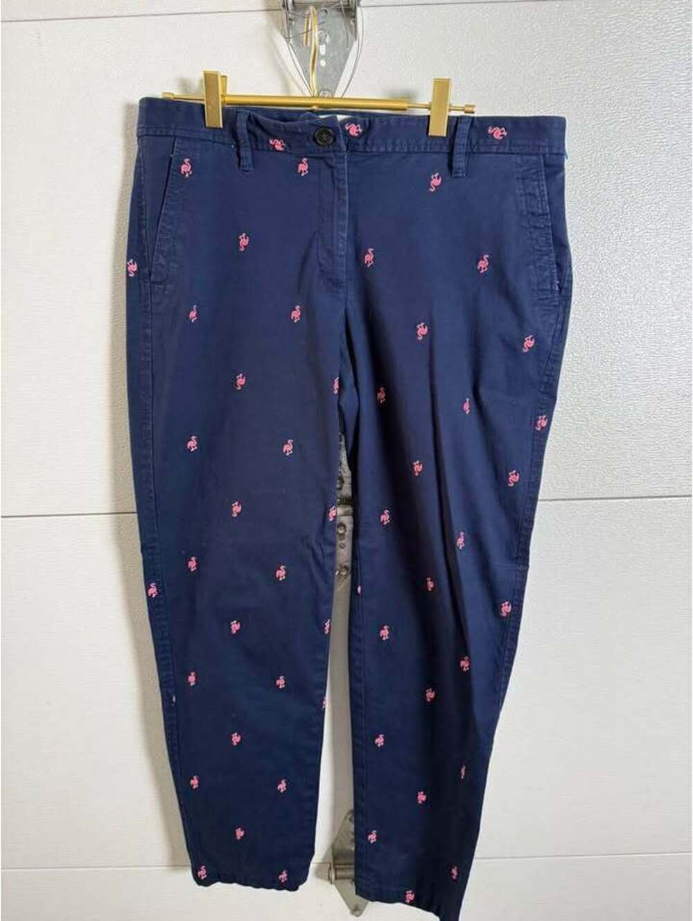 Talbots Flamingo Embroidered Chino Pants Size 6 (generous fit)
